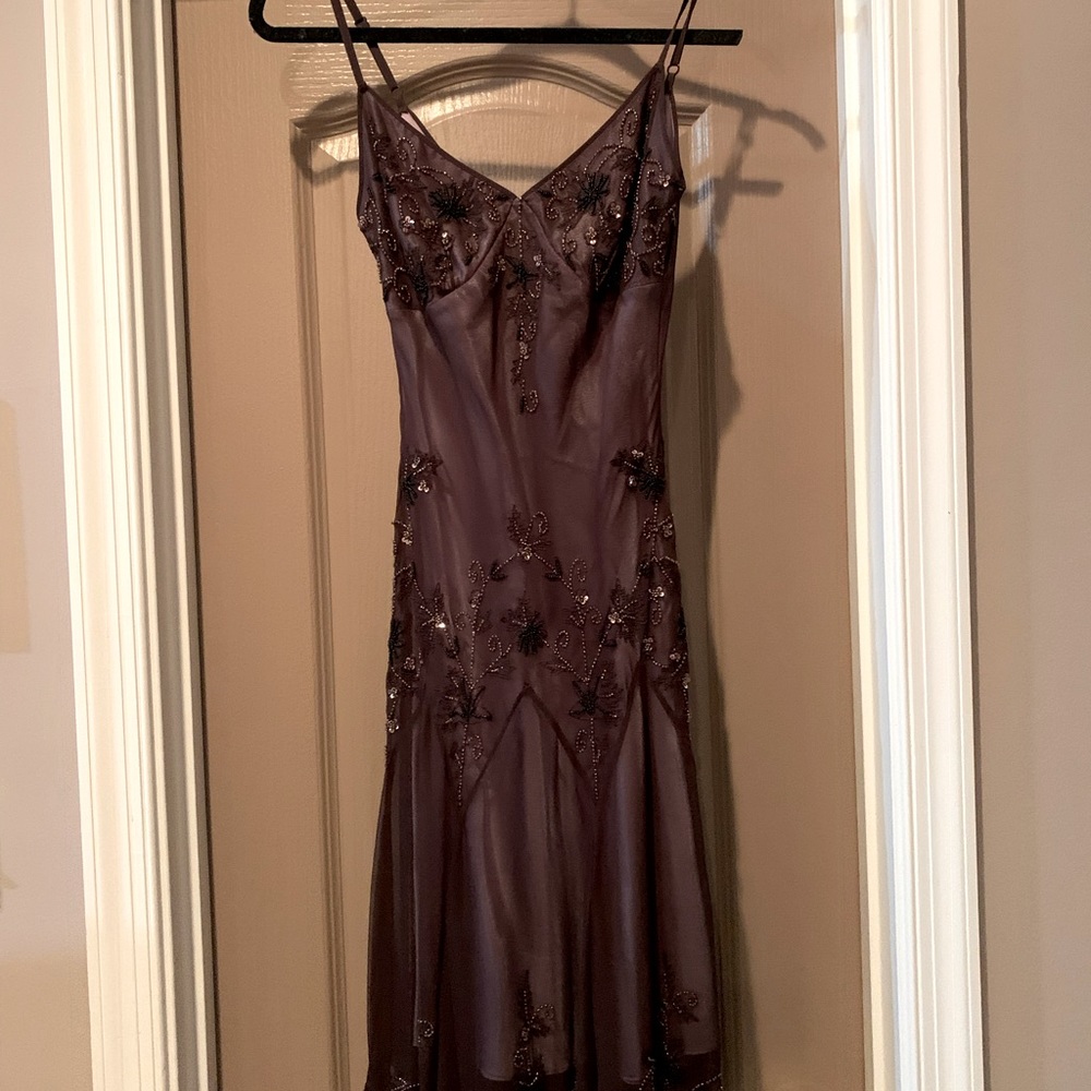 Adrianna Papell Evening hand beaded silk dress. Size 2P